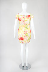 Recess Designer Consignment Vintage Vicky Tiel Floral Watercolor Off The Shoulder Corset Cocktail Dress