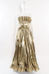 Vintage Victor Costa for Saks Ruffle Pleat Lamé Gown mannequin front hands not in pocket @ Recess LA