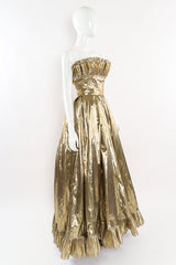 Vintage Victor Costa for Saks Ruffle Pleat Lamé Gown mannequin side angle @ Recess LA