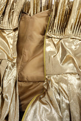 Vintage Victor Costa for Saks Ruffle Pleat Lamé Gown back zipper opening @ Recess LA