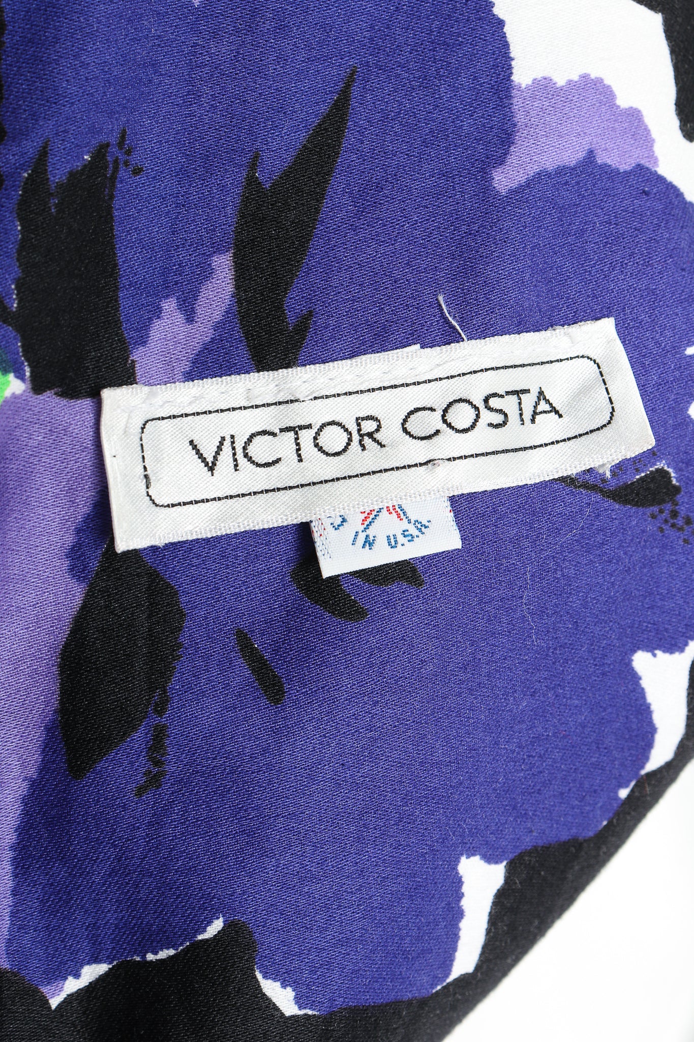 Vintage Victor Costa Floral Sateen Crossback Gown Label at Recess Los Angeles