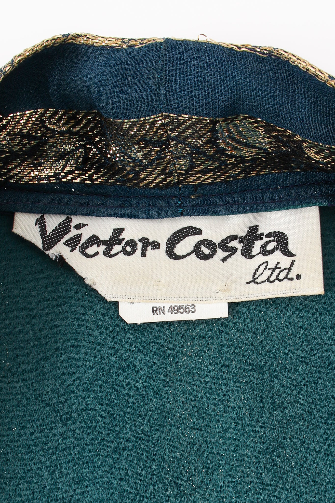Vintage Victor Costa Metallic Ribbon Stripe Silk Gown label at Recess Los Angeles