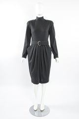 Vintage Victor Costa Tulip Dress & Fur Wrap Set on Mannequin front belt at Recess LA