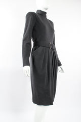 Vintage Victor Costa Tulip Dress & Fur Wrap Set on Mannequin angle belt at Recess LA