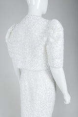 Victor Costa White Ribbon Lace Jacket and White Skirt, Back Angle on Mannequin at Recess