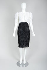 Vintage Victor Costa White Ribbon Lace Jacket and Black Skirt on Mannequin at Recess Los Angeles