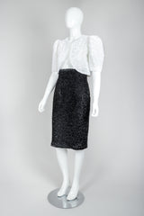 Vintage Victor Costa White Ribbon Lace Jacket and Black Skirt Outfit at Recess Los Angeles