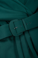 Recess Los Angeles Vintage Victor Costa Off-The-Shoulder Shawl Collar Wrap Dress