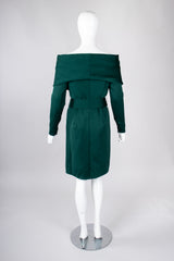 Recess Los Angeles Vintage Victor Costa Off-The-Shoulder Shawl Collar Wrap Dress