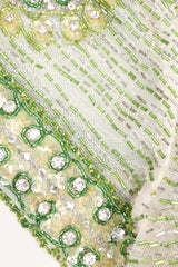 Recess Los Angeles Designer Consignment Vintage Victoria Royal Beaded Mandala Bateau Sheer Shift Dress