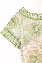 Recess Los Angeles Designer Consignment Vintage Victoria Royal Beaded Mandala Bateau Sheer Shift Dress