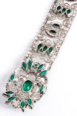 Vintage Emerald Rhinestone Metal Lace Belt stone buckle back at Recess Los Angeles