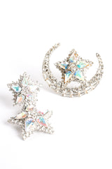 Vintage Thelma Deutsch Asymmetrical Crystal Moon & Star Earrings at Recess Los Angeles