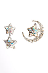 Vintage Thelma Deutsch Asymmetrical Crystal Moon & Star Earrings at Recess Los Angeles