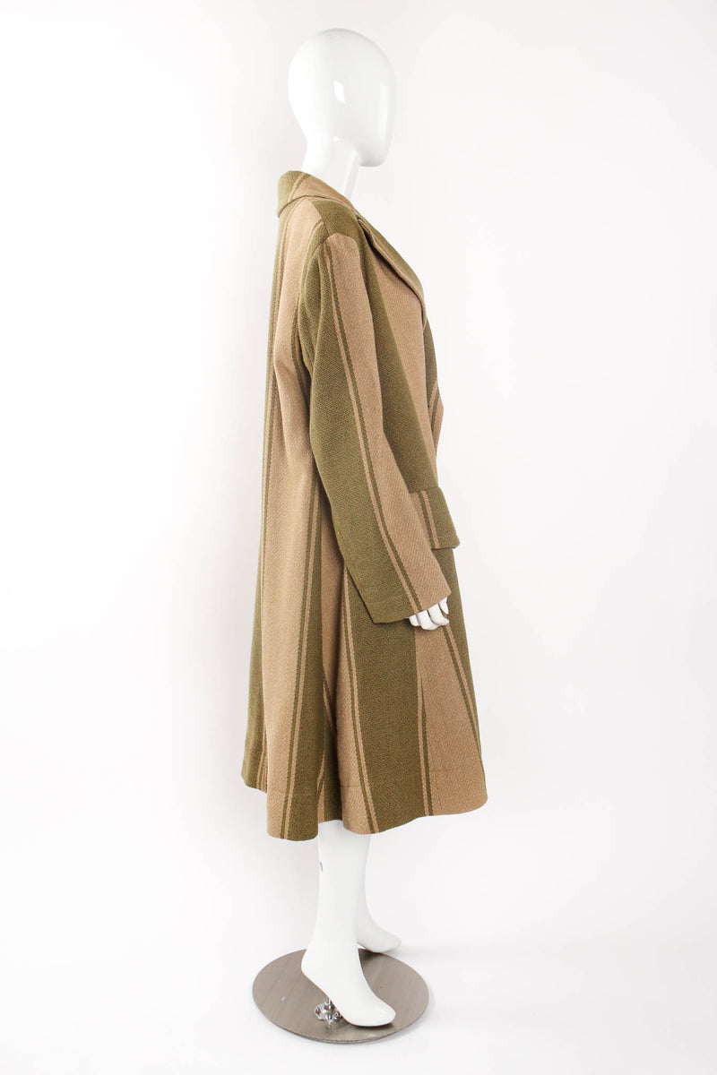 2016 A/W Vivienne Westwood Blanket Stripe Coat on mannequin side at Recess Los Angeles