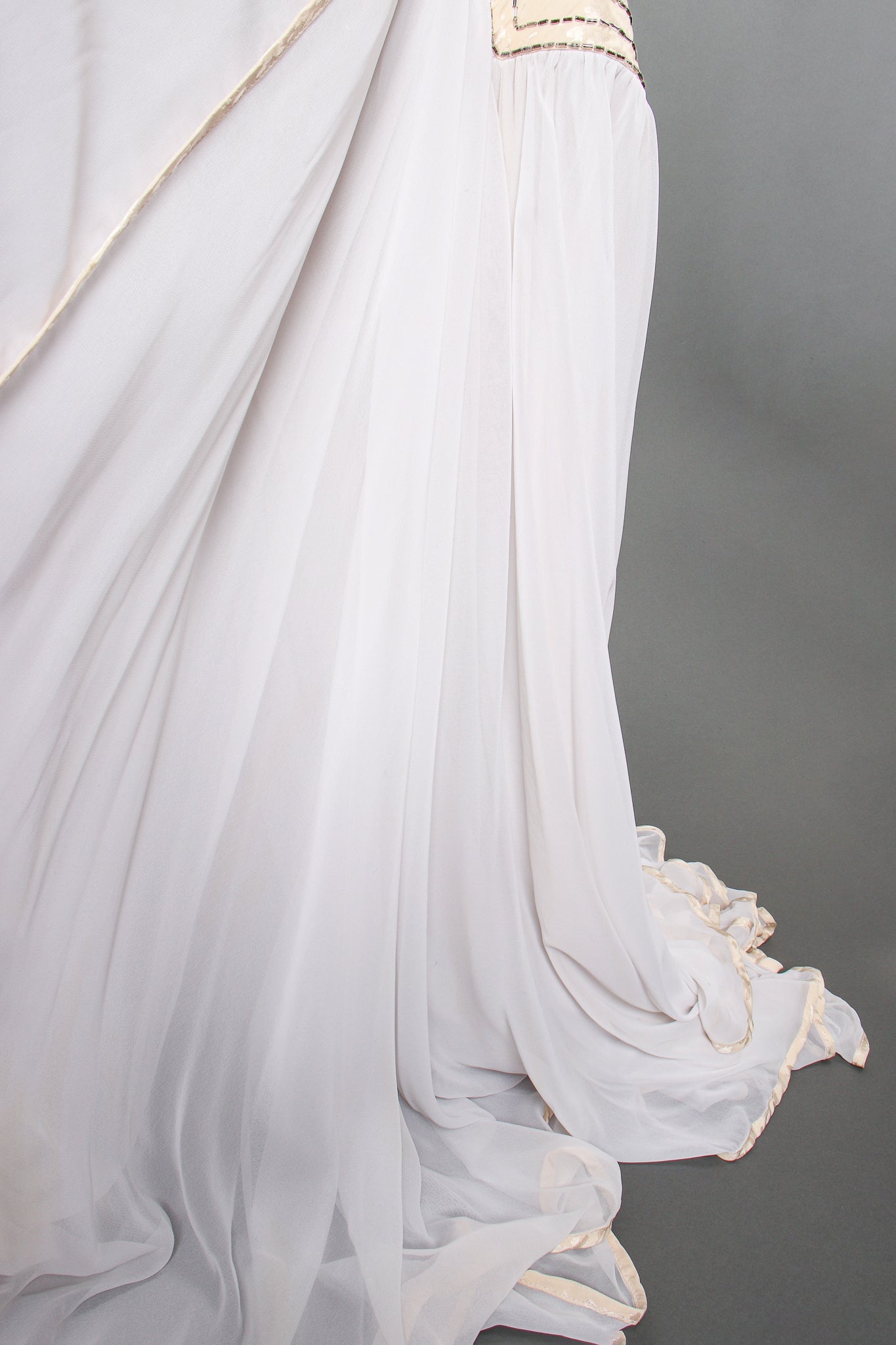 Vintage Wayne Clark Chiffon Balloon Sleeve Gown Wedding Bridal fabric at Recess LA