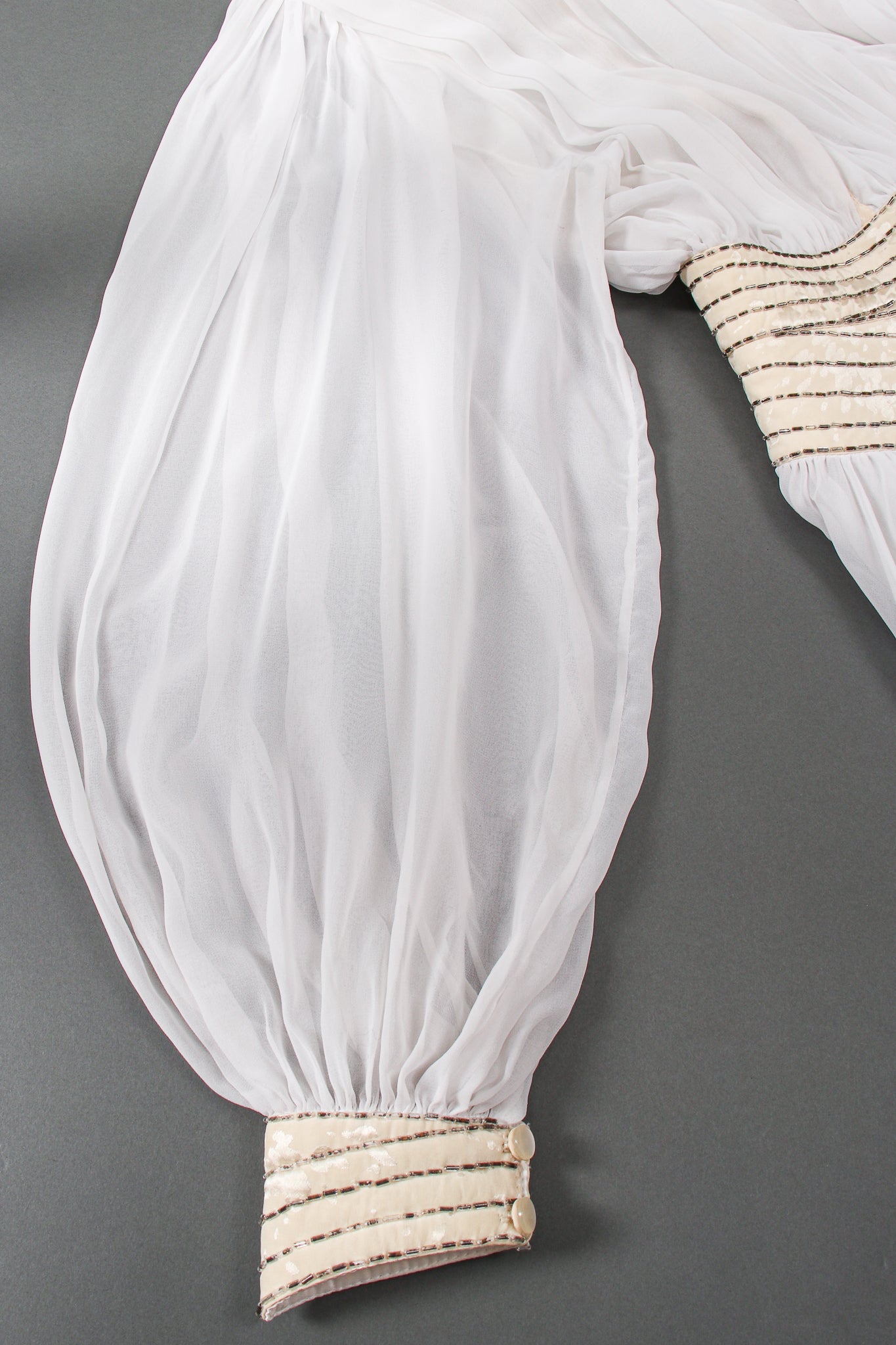 Vintage Wayne Clark Chiffon Balloon Sleeve Gown Wedding Bridal sleeve at Recess LA