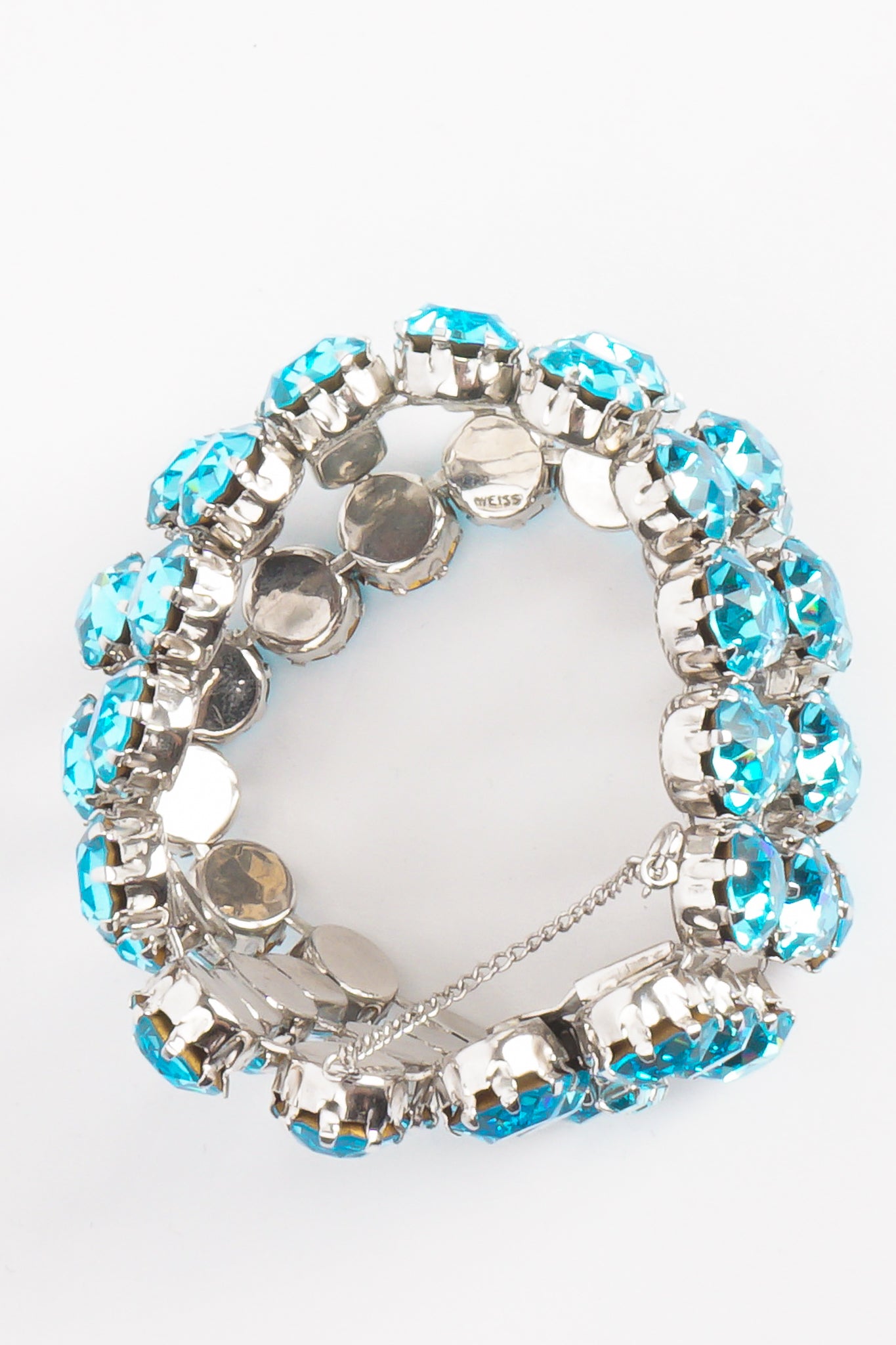 Vintage Weiss Wide Aqua Crystal Rhinestone Bracelet at Recess Los Angeles