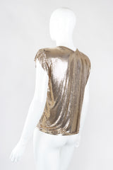 Recess Los Angeles Designer Consignment Vintage Whiting & Davis Draped Liquid Gold Metal Mesh Twist Top II