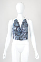 Recess Designer Consignment Vintage Whiting & Davis Rare Floral Metal Mesh Halter Top NYE Disco Ball Los Angeles Resale