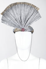 Recess Los Angeles Designer Consignment Vintage Whittall & Shon Metallic Lamé Crystal Fan Fortune Teller Hat