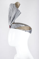 Recess Los Angeles Designer Consignment Vintage Whittall & Shon Metallic Lamé Crystal Fan Fortune Teller Hat