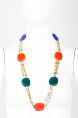 Vintage William de Lillo Hopscotch Stone Chain Necklace on Mannequin front