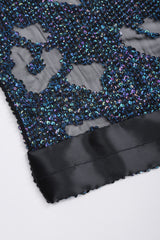 Recess Los Angeles Vintage William Silva Sheer Abstract Leopard Sequined Shift Gown