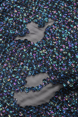 Recess Los Angeles Vintage William Silva Sheer Abstract Leopard Sequined Shift Gown