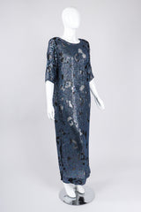 Recess Los Angeles Vintage William Silva Sheer Abstract Leopard Sequined Shift Gown