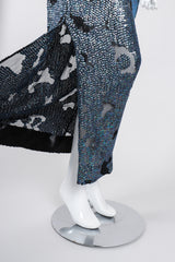 Recess Los Angeles Vintage William Silva Sheer Abstract Leopard Sequined Shift Gown