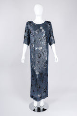 Recess Los Angeles Vintage William Silva Sheer Abstract Leopard Sequined Shift Gown