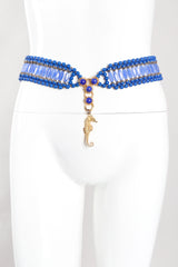 Recess Los Angeles Vintage William De Lillo Blue Lapis Glass Bead Seahorse Belt