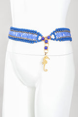 Recess Los Angeles Vintage William De Lillo Blue Lapis Glass Bead Seahorse Belt