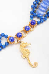 Recess Los Angeles Vintage William De Lillo Blue Lapis Glass Bead Seahorse Belt