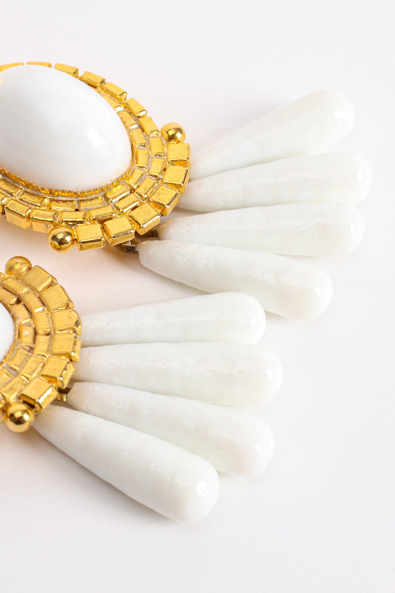 Vintage William deLillo Baroque Glass Drop Chandelier Earrings textured drops at Recess Los Angeles