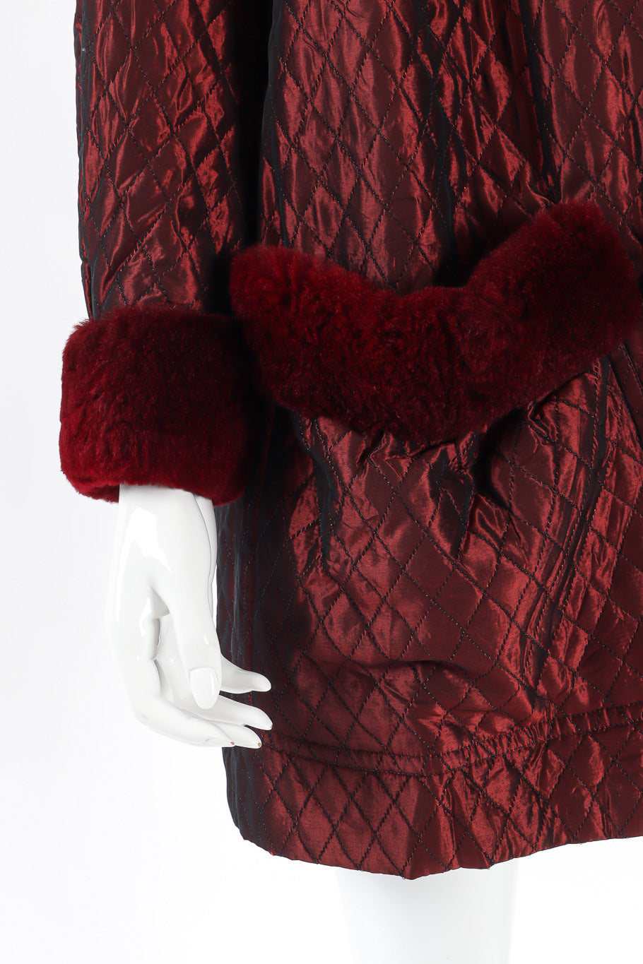 Quilted fur trim coat by Yves Saint Laurent close up pocket and cuff @recessla