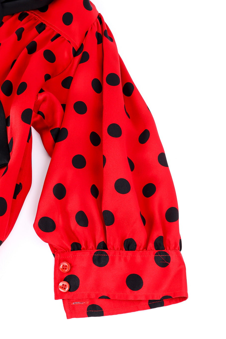 Yves Saint Laurent polka dot silk blouse sleeve detail @recessla