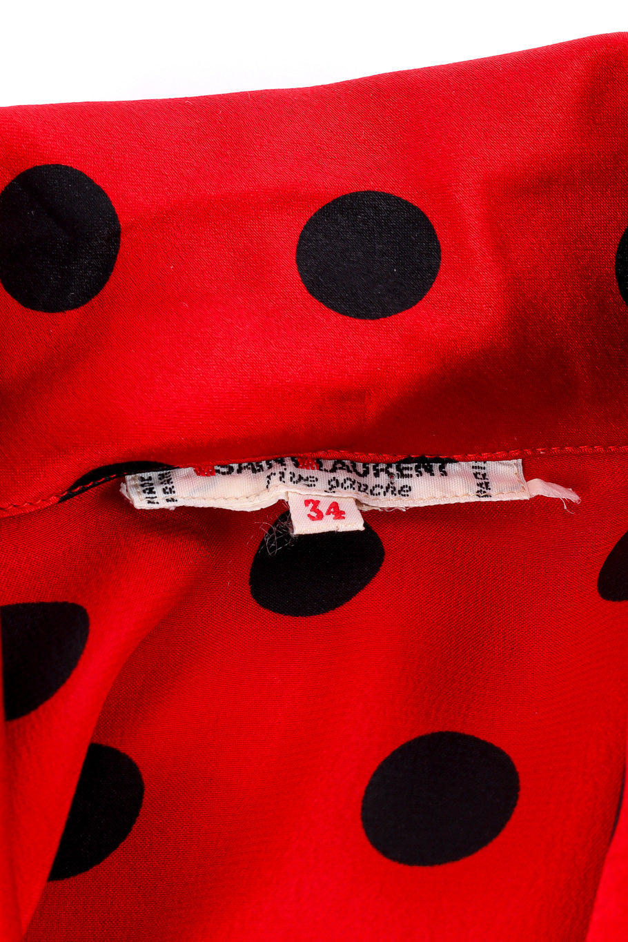 Yves Saint Laurent polka dot silk blouse designer label @recessla