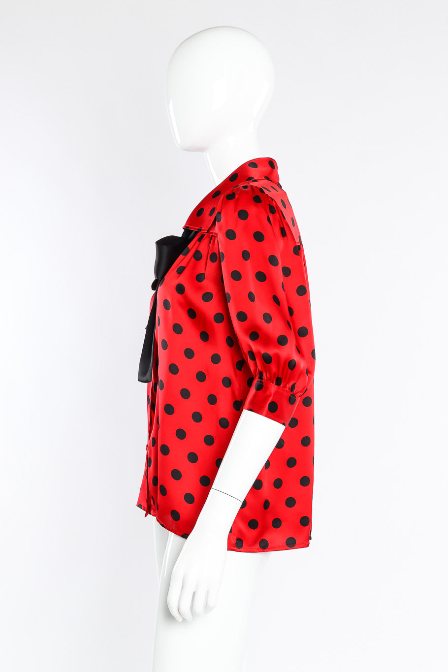 Yves Saint Laurent polka dot silk blouse on mannequin @recessla