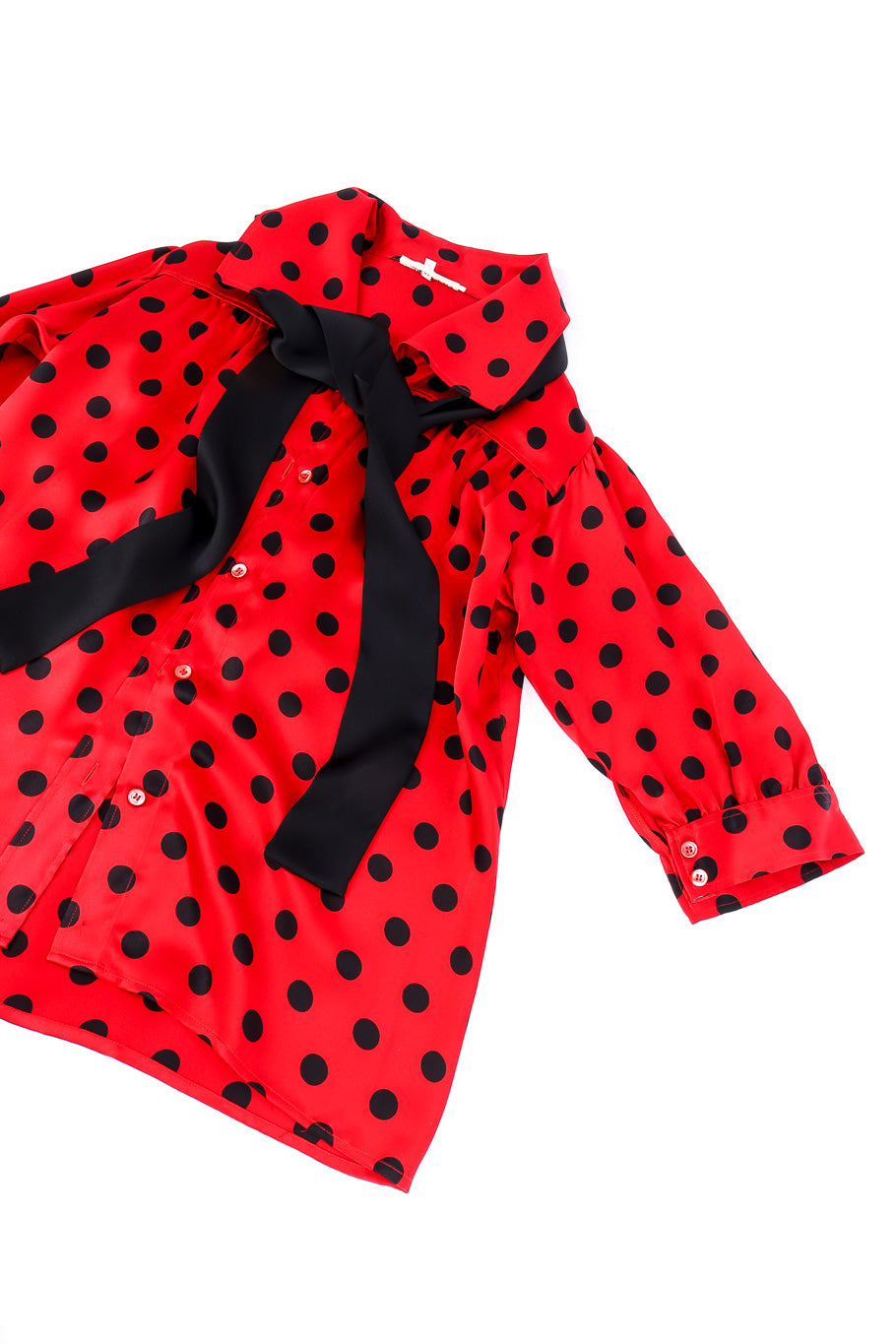 Yves Saint Laurent polka dot silk blouse flat-lay @recessla