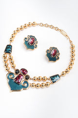 Recess Los Angeles Vintage YSL Yves Saint Laurent Enamel Moroccan Arabesque Necklace and Earring Set