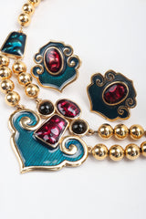 Recess Los Angeles Vintage YSL Yves Saint Laurent Enamel Moroccan Arabesque Necklace and Earring Set