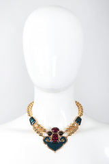 Recess Los Angeles Vintage YSL Yves Saint Laurent Enamel Moroccan Arabesque Necklace and Earring Set