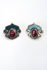 Recess Los Angeles Vintage YSL Yves Saint Laurent Enamel Moroccan Arabesque Necklace and Earring Set
