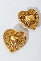 Vintage Yves Saint Laurent Gold Heart Button Clip Earrings at Recess Los Angeles