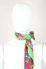 Recess Designer Consignment Vintage Yves Saint Laurent YSL Floral Checkerboard Wool Gauze Scarf Los Angeles Resale