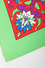 Recess Designer Consignment Vintage Yves Saint Laurent YSL Floral Checkerboard Wool Gauze Scarf Los Angeles Resale