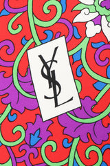 Recess Designer Consignment Vintage Yves Saint Laurent YSL Floral Checkerboard Wool Gauze Scarf Los Angeles Resale