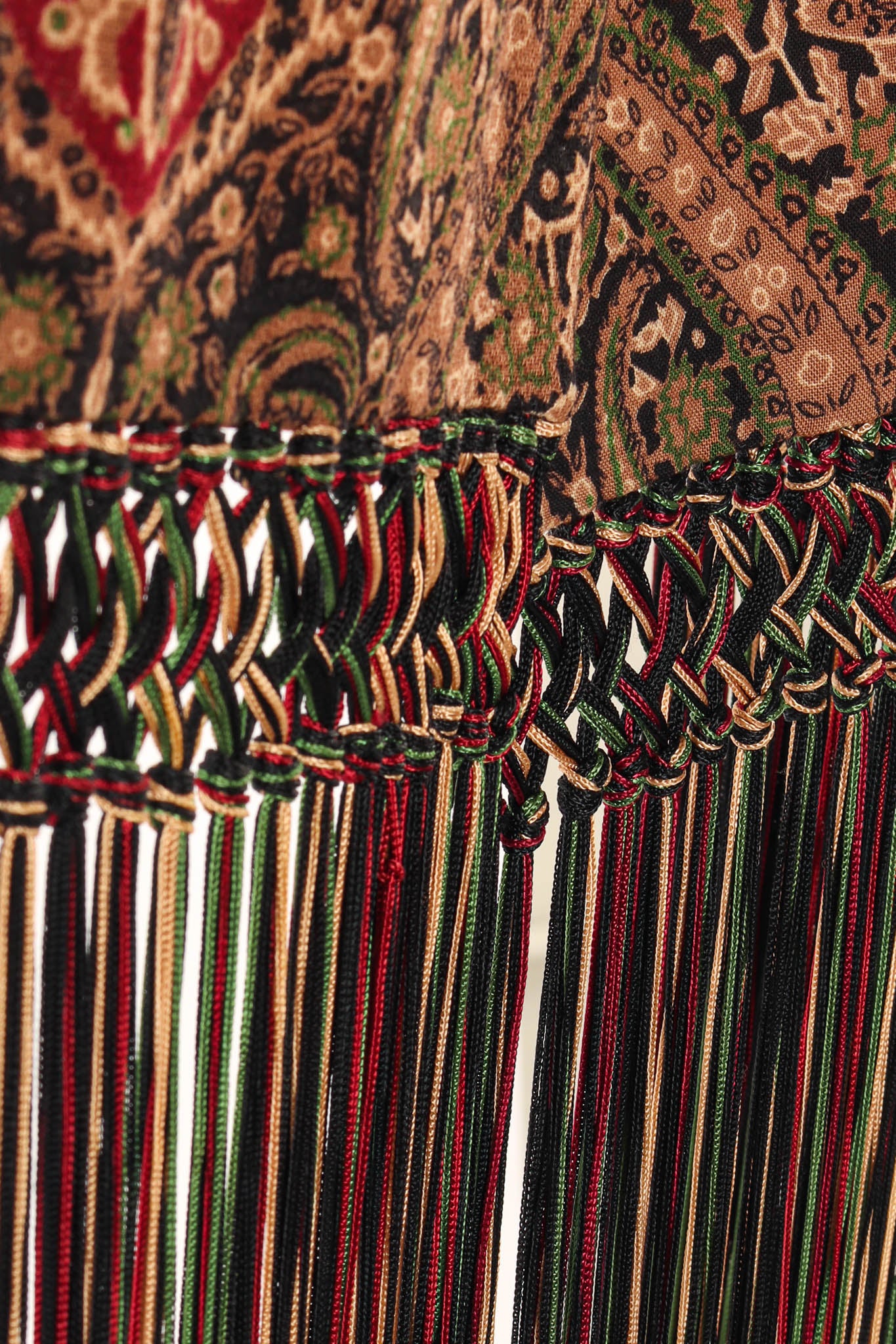 Vintage 80s YSL Floral Foliage Top & Skirt (3pc Set) scarf knot tassel detail  @ Recess LA